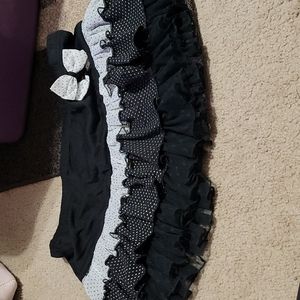 Black skirt with polka dot layers and bows